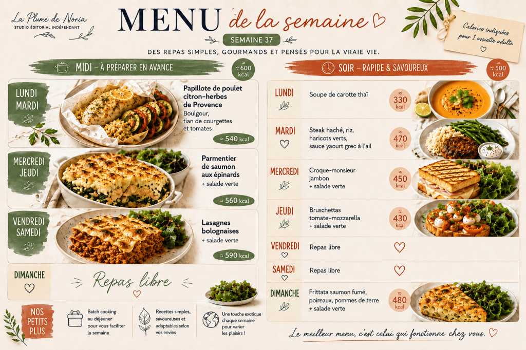 Menu de la semaine 37 – La Plume de Noria