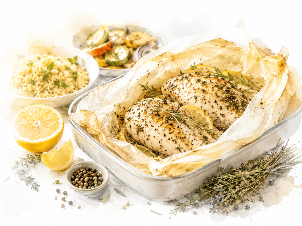 Poulet citron et herbes de Provence en papillote – La Plume de Noria